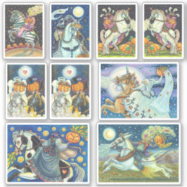 HORSEMAN HORSEWOMAN HALLOWEEN AUFKLEBER