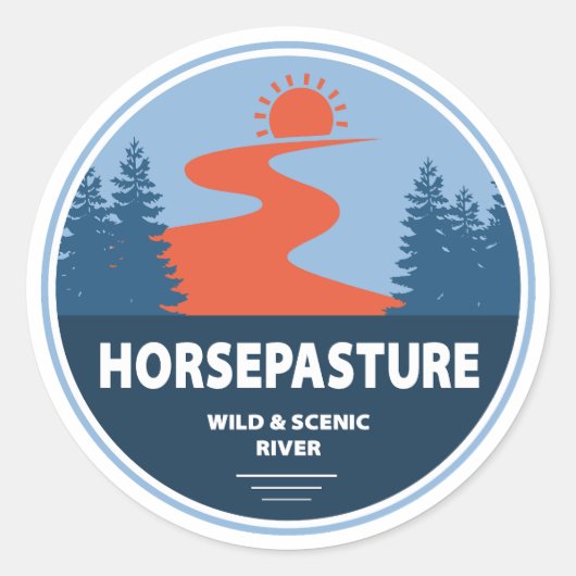 Horsepasta Wild und Landschaftlicher Fluss North C Runder Aufkleber (Vorderseite)