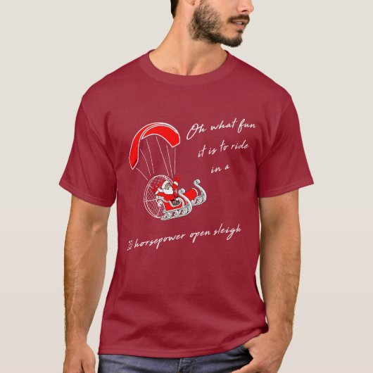 Horsepower Open Sleigh Paramotor Weihnachten T-Shirt (Vorderseite)