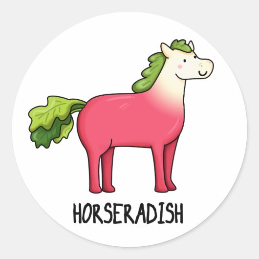 Horseradish Funny Horse Pub Runder Aufkleber (Vorderseite)