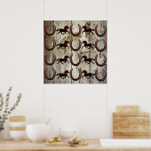 Horses and Horseshoes on Barn Wood Cowboy Gifts Poster (Küche)