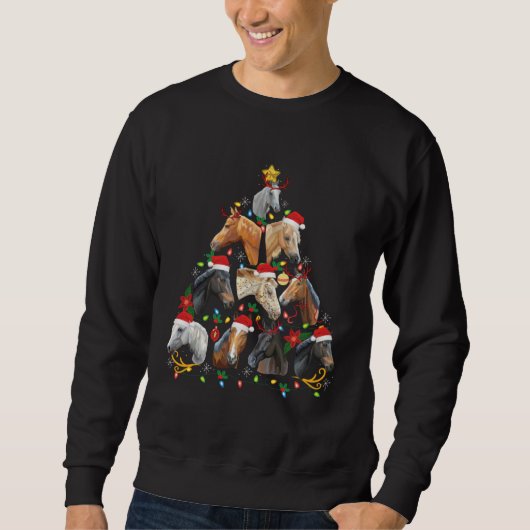 Horses Christmas Tree Horse Xmas Pyjama Sweatshirt (Vorderseite)