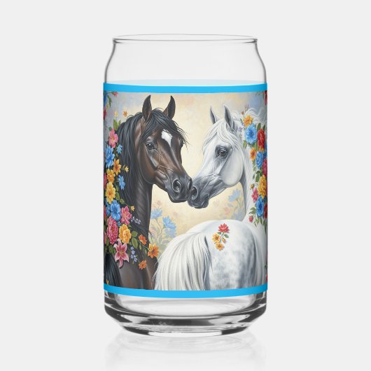  Horses framed in flowers  Dosenglas (Vorderseite)