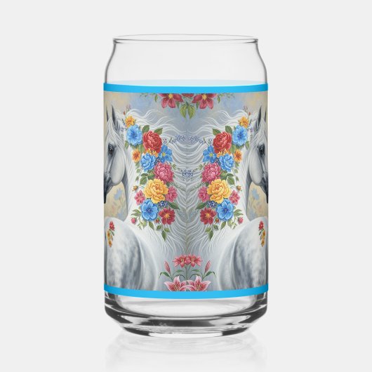 Horses framed in flowers Dosenglas (Links)