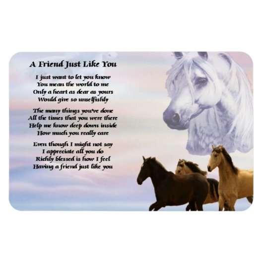 Horses Friend Gedicht Magnet (Horizontal)