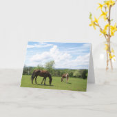 Horses Grazing on Fields Greeting Card Karte (Gelbe Blume)