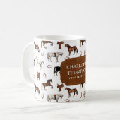 Horses Horseshoe Horse Saddles Custom Name Kaffeetasse (Vorderseite Links)