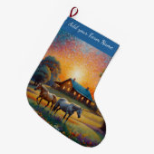 Horses on Farm Großer Weihnachtsstrumpf (Vorderansicht (hängend))