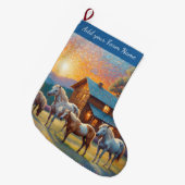Horses on Farm Großer Weihnachtsstrumpf (Vorderansicht (hängend))