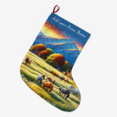 Horses on Farm Großer Weihnachtsstrumpf (Vorderansicht (hängend))