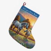 Horses on Farm Großer Weihnachtsstrumpf (Vorderansicht (hängend))