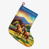 Horses on Farm Großer Weihnachtsstrumpf (Vorderansicht (hängend))