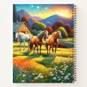 Horses on Farm Wildflower Meadow Notizblock (Rückseite)