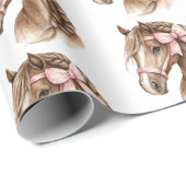 Horses Pretty Pink Bows Birthday Geschenkpapier (Rolleneckpunkt)