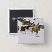 Horses Running in Snow Button (Vorne & Hinten)