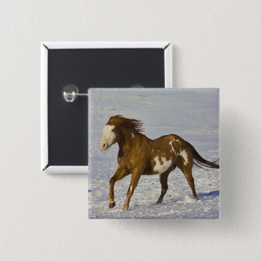 Horses Running in Snow Button (Vorne & Hinten)