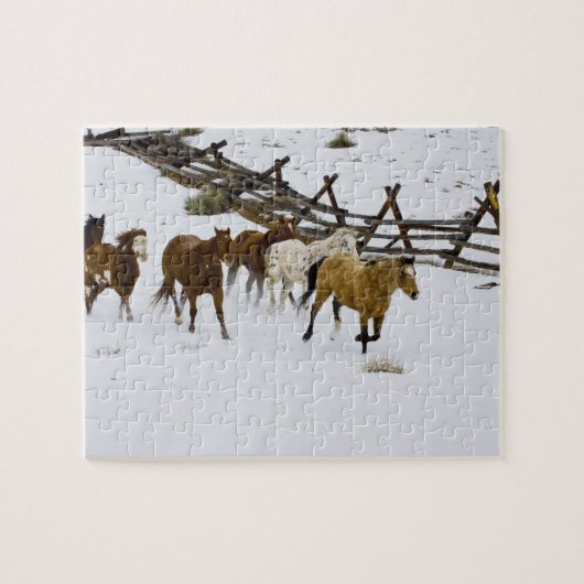 Horses Running in Snow Puzzle (Horizontal)