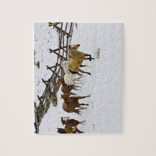 Horses Running in Snow Puzzle (Vertikal)