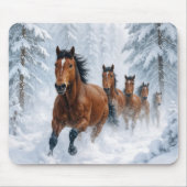 Horses Running Through a Snowy Forest Mousepad (Vorne)