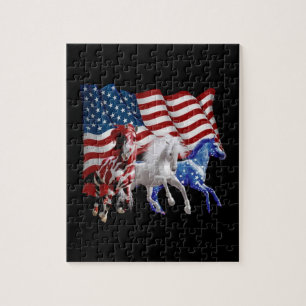 Horses Usa American Flag Horse Puzzle