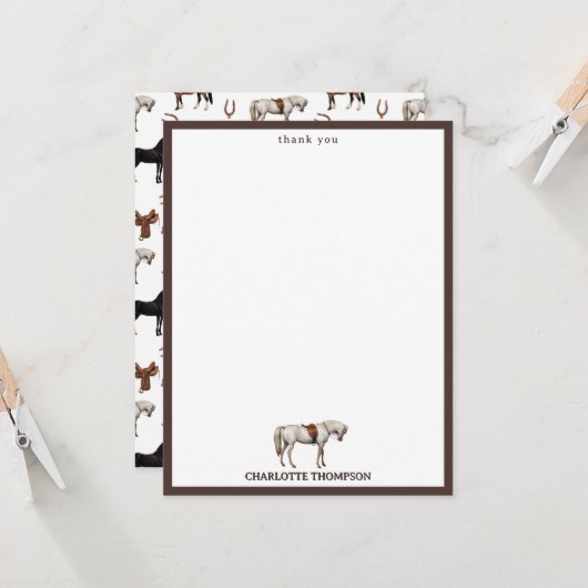 Horses Watercolor Horseshoe Horse Saddles Kids (Vorderseite/Rückseite Beispiel)