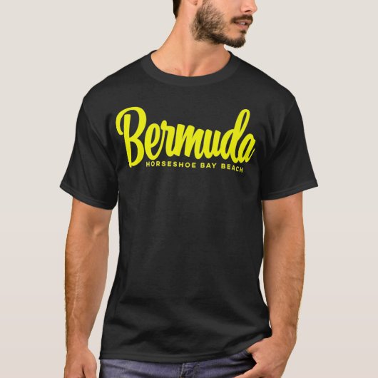 Horseshoe Bay Beach Bermuda gelber Text Premium T-Shirt (Vorderseite)
