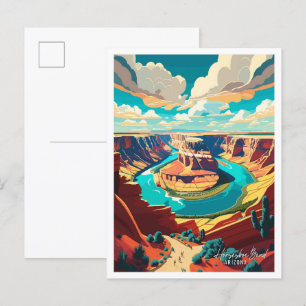 Horseshoe Bend Arizona Vintage Reiseillustration Postkarte
