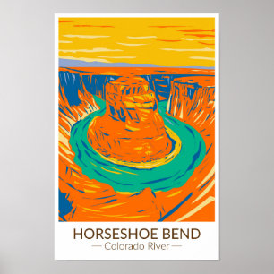 Horseshoe Bend Colorado River Vintage-Übersetzung Poster