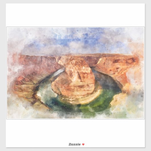 Horseshoe Bend in Grand Canyon Wasserfarbe Aufkleber (Blatt)
