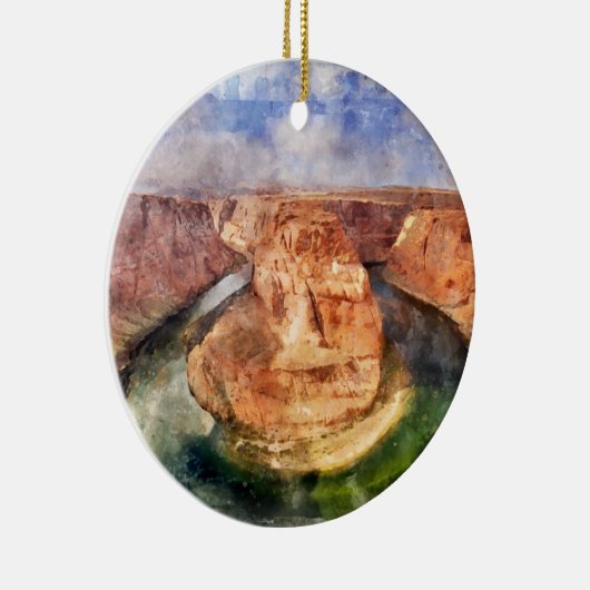 Horseshoe Bend in Grand Canyon Wasserfarbe Keramik Ornament (Rechts)