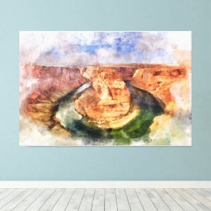 Horseshoe Bend in Grand Canyon Wasserfarbe Leinwanddruck