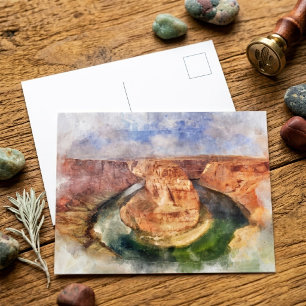 Horseshoe Bend in Grand Canyon Wasserfarbe Postkarte