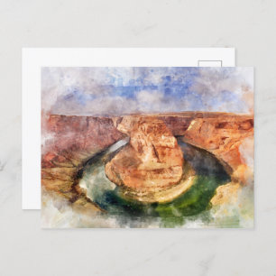 Horseshoe Bend in Grand Canyon Wasserfarbe Postkarte