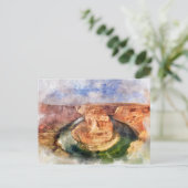 Horseshoe Bend in Grand Canyon Wasserfarbe Postkarte (Stehend Vorderseite)