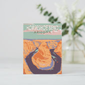 Horseshoe Bend Travel Art Vintag Postkarte (Stehend Vorderseite)