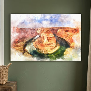 Horseshoe Bend Wasserfarbe Grand Canyon Landschaft Leinwanddruck