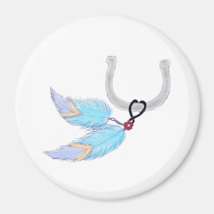 Horseshoe blue feathers Magnet