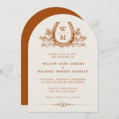 Horseshoe Cactus Western Country Boho Wedding Einladung (Vorne/Hinten)