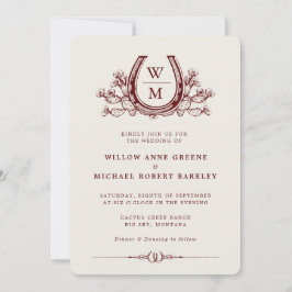 Horseshoe Cactus Western Country Boho Wedding Einladung