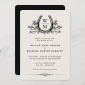 Horseshoe Cactus Western Country Boho Wedding Einladung (Vorne/Hinten)