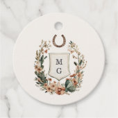 Horseshoe Cactus Western Country Crest Wedding Geschenkanhänger (Vorderseite)