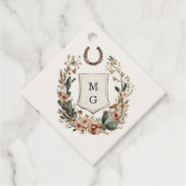 Horseshoe Cactus Western Country Crest Wedding Geschenkanhänger (Vorderseite)