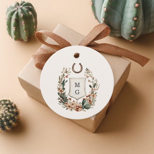 Horseshoe Cactus Western Country Crest Wedding Geschenkanhänger