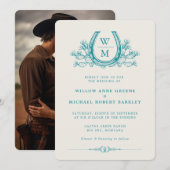 Horseshoe Cactus Western Foto Hochzeit Einladung (Vorne/Hinten)