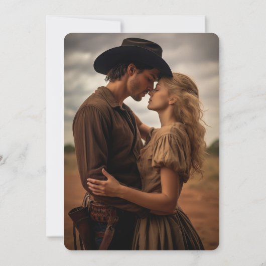 Horseshoe Cactus Western Foto Hochzeit Einladung (Rückseite)