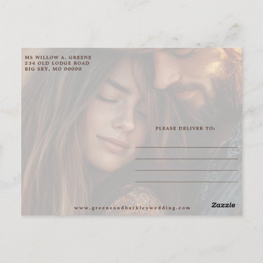 Horseshoe Cactus Western Foto Hochzeit Postkarte (Rückseite)