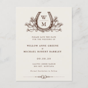 Horseshoe Cactus Western Foto Hochzeit Postkarte