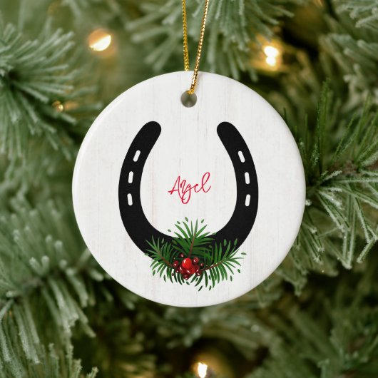 Horseshoe Christmas Keepake Cera FOTO Keramik Ornament (Baum)