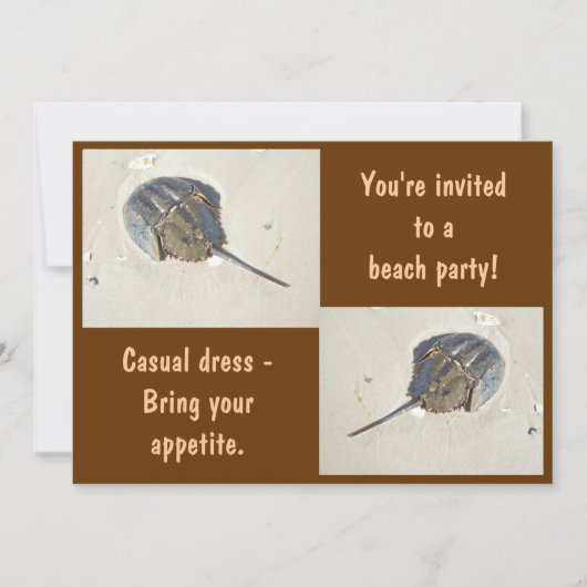 Horseshoe Crab Beach Party Einladung (Vorderseite)