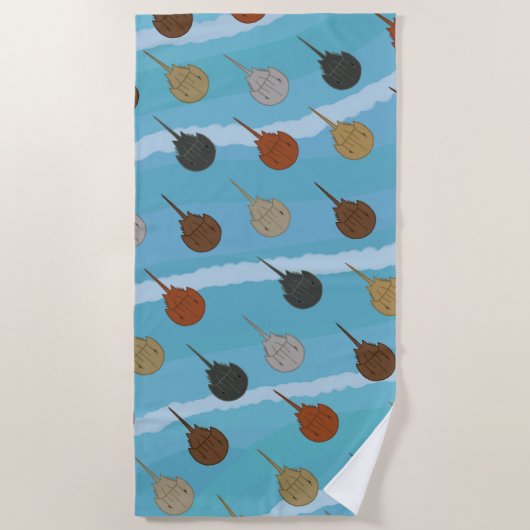 Horseshoe Crab Ocean Waves Strandtuch (Vorderseite)